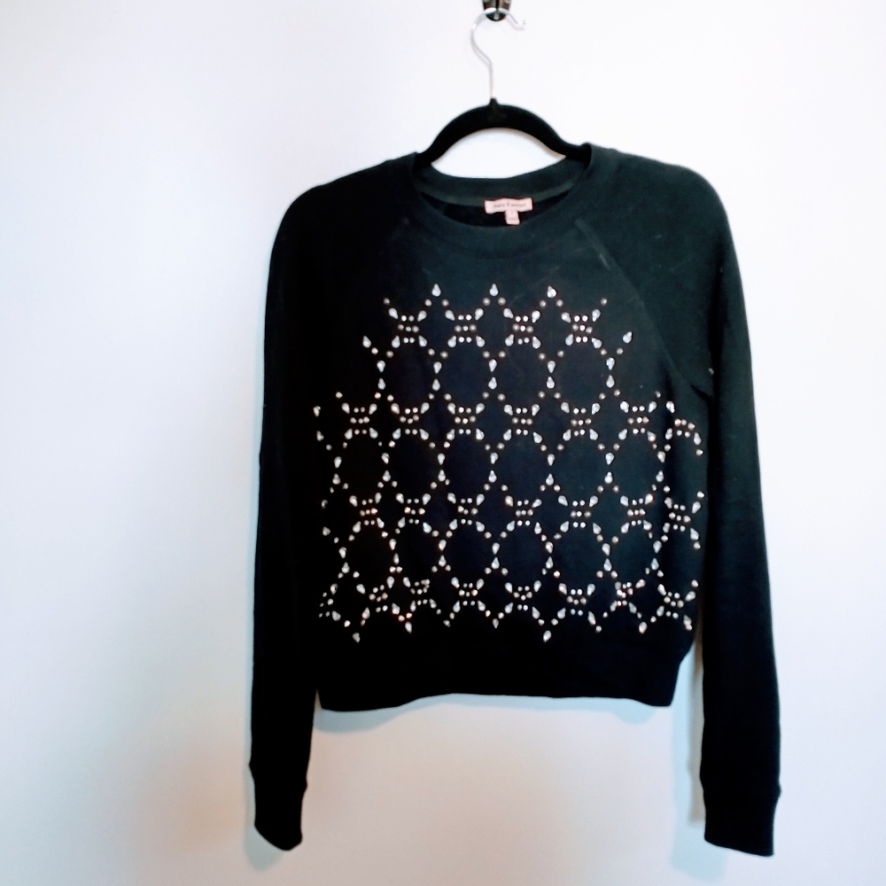 Juicy Couture bejeweled front sweater size small. Mild wear
